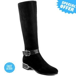 BRAND NEW ANN CREEK Low Block Heel Faux Suede Boots - Beehive Pattern!